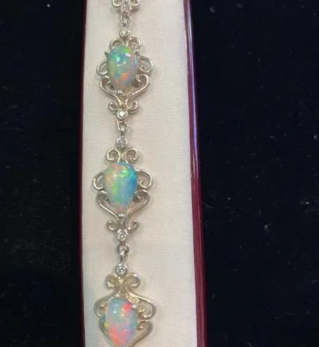 10.15ctw Ethiopian Opal With .21ctw Diamonds Set in Sterling Silver
