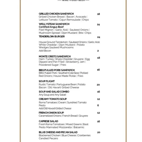 Lunch Menu Corks and Hops