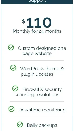 One page wonder web design package